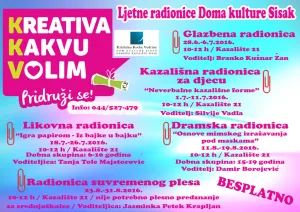 Pročitajte više o članku Ljetne radionice Doma kulture Sisak