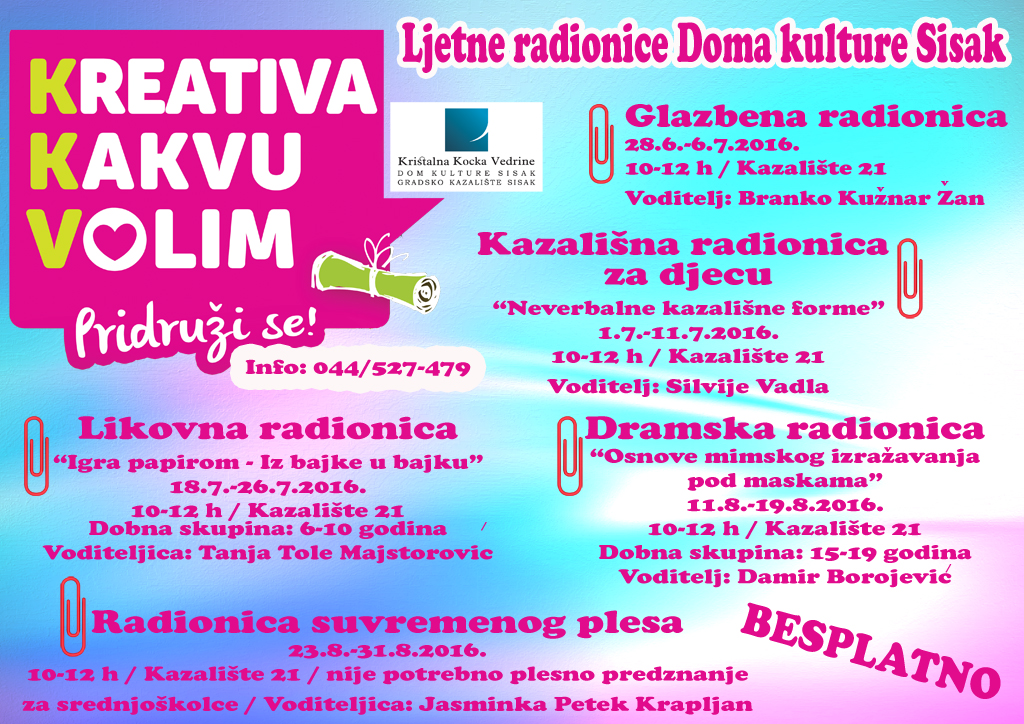 You are currently viewing Ljetne radionice Doma kulture Sisak