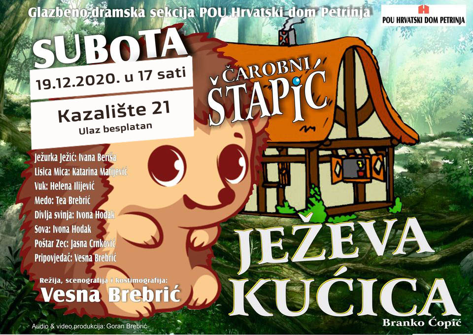 You are currently viewing “Ježeva kućica” POU Hrvatskog doma iz Petrinje zaigrat će u subotu na daskama Kazališta 21
