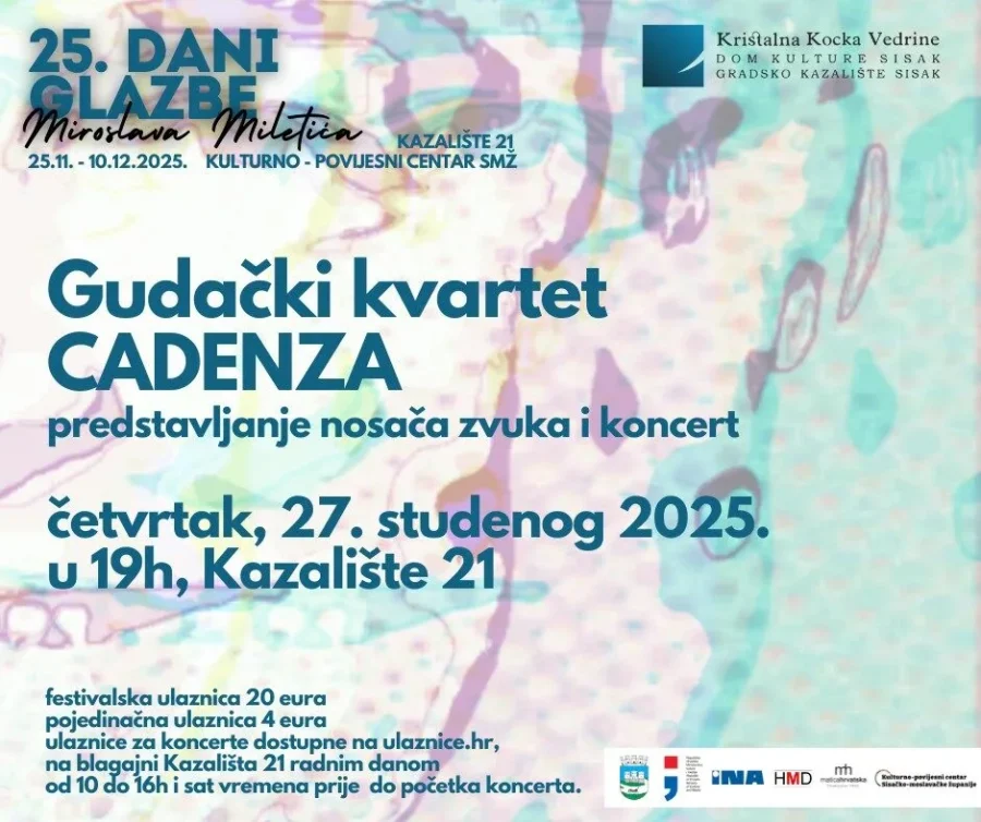 Pročitajte više o članku Gudački kvartet Cadenza na 25. Danima glazbe M. Miletića