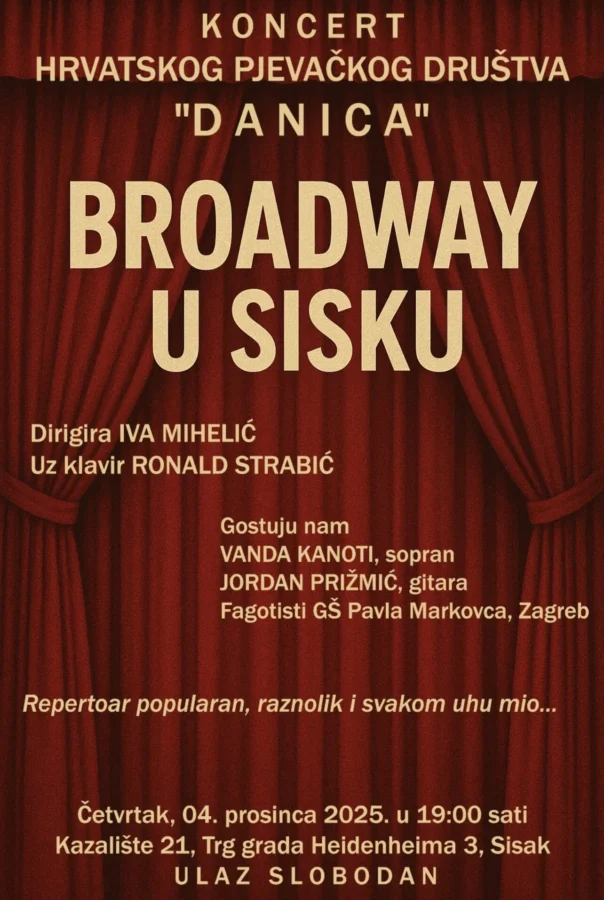 Pročitajte više o članku HPD “Danica” Sisak organizira koncert “Broadway u Sisku”