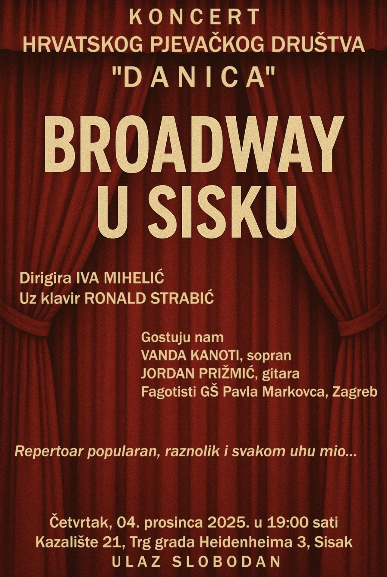 Trenutno pregledavate HPD “Danica” Sisak organizira koncert “Broadway u Sisku”
