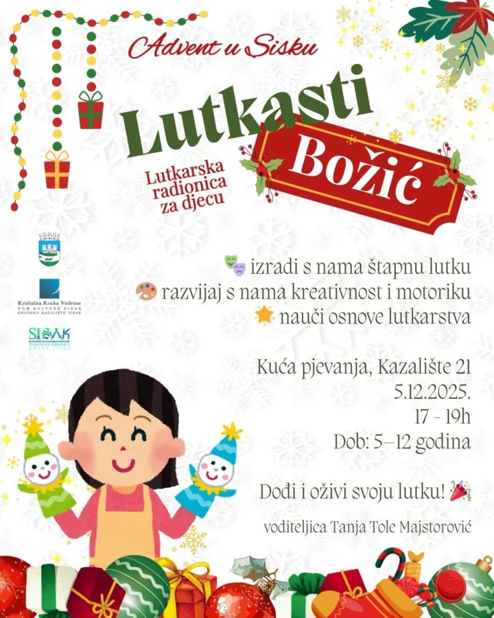 Pročitajte više o članku Tematska lutkarska radionica Lutkasti Božić na Adventu u Sisku