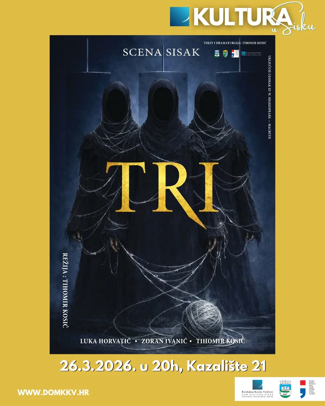 Trenutno pregledavate “Tri” – nova predstava Scene Sisak